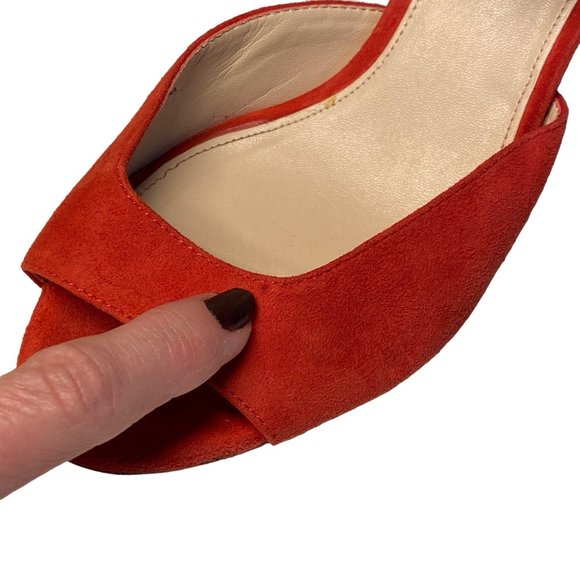 pelle moda pink/red Berlin Toe Block Heel Suede Ankle Strap Dress Sandals 7.5 - Picture 9 of 14